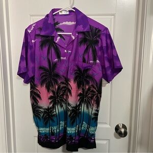 Tropical Vibes Purple Casual Button Down Shirt